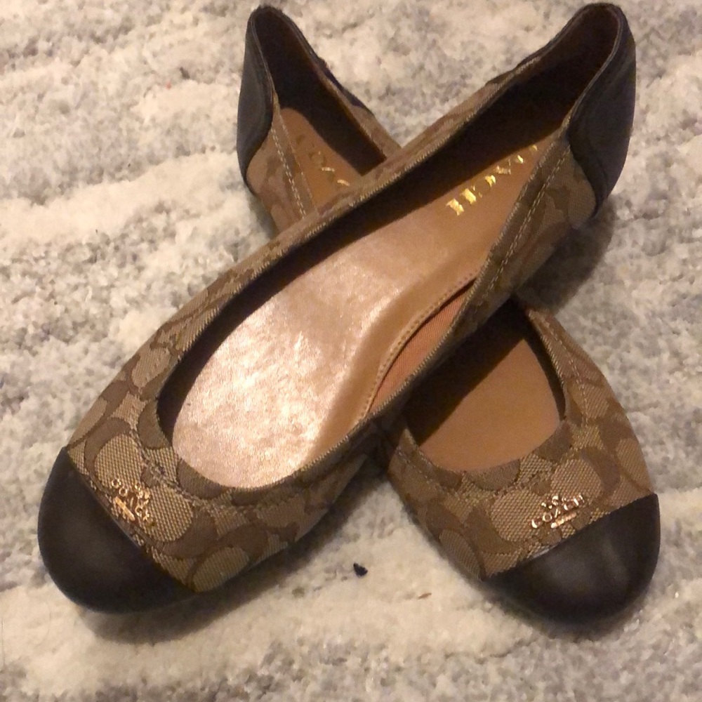 Coach Brown and Black Signature Flats